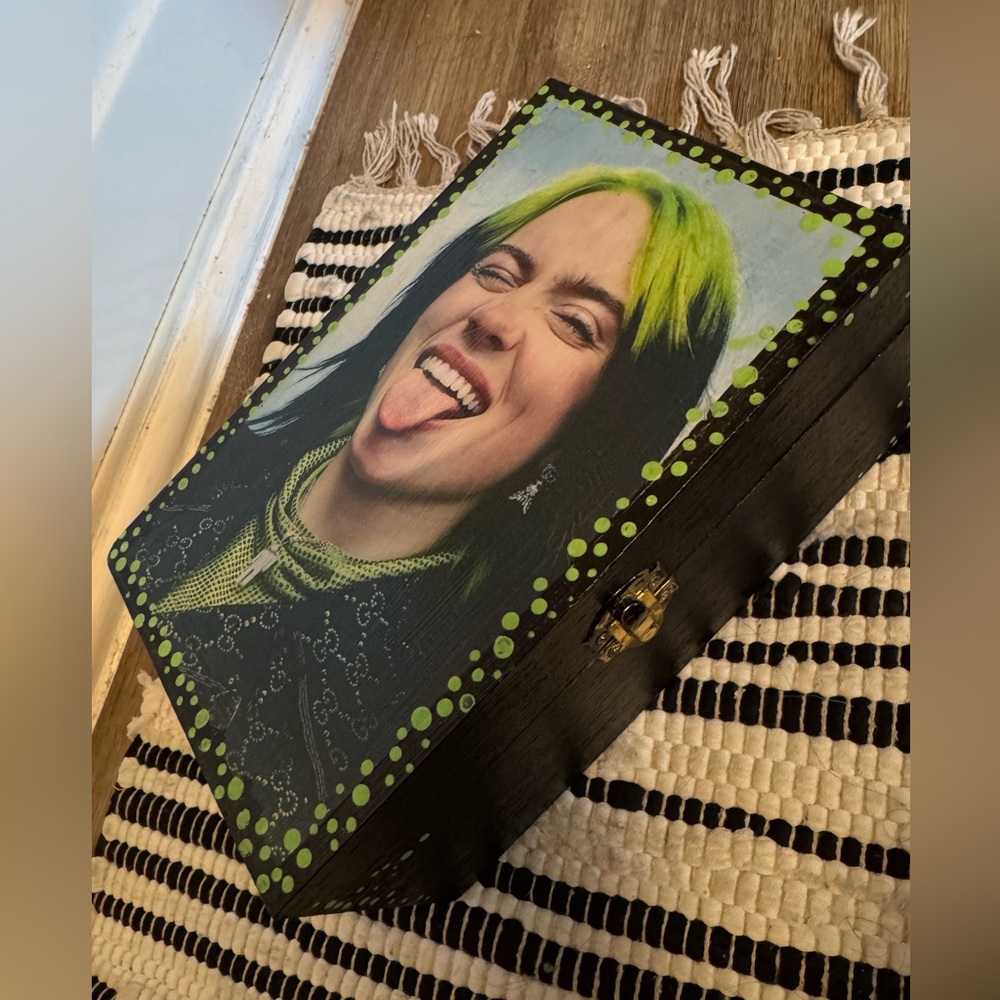 Billie Eilish painted wooden Keepsake Stash Trinket box